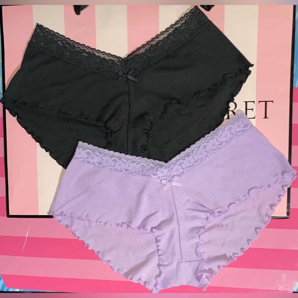 2 New Vintage Victoria's Secret lace boyshort bundle Y2K feminine pretty ruffles